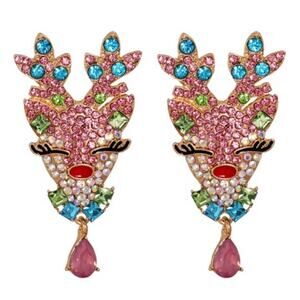 Reindeer Crystal Earrings Christmas